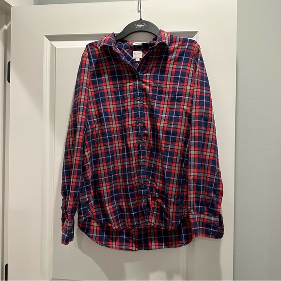 J. Crew Red and Blue Boy Fit Plaid Shirt - Picture 1 of 6